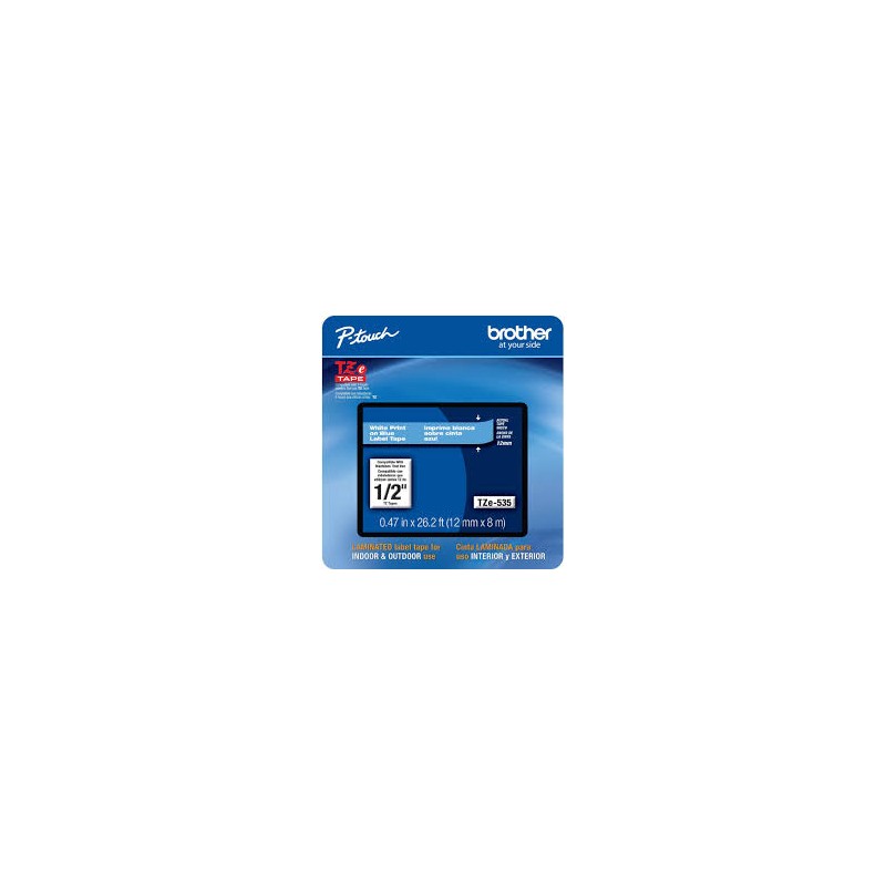 NASTRO ETICHETTE ORIGINALE LAMINATO BROTHER TZe535 Larghezza 12 mm x 8 metri