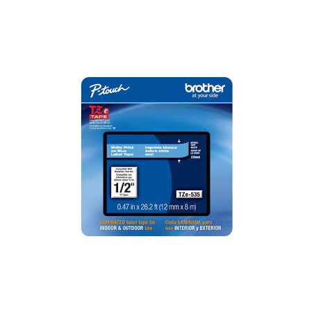 NASTRO ETICHETTE ORIGINALE LAMINATO BROTHER TZe535 Larghezza 12 mm x 8 metri