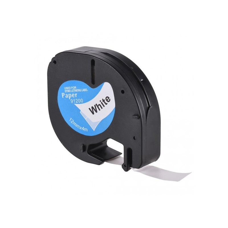NASTRO ETICHETTE COMPATIBILE DYMO LETRATAG S0721510 DYR-91200 Testo nero su sfondo bianco