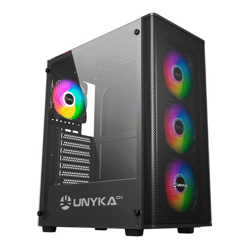 Case Unykach MIR 100 ATX, Micro ATX, ITX Lato in vetro temperato USB-A 2.0, 3.0 e audio UK511303
