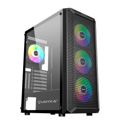 Case Unykach Armor 3Gen ATX, Micro ATX ITX UK511208 Lato in vetro temperato USB-A 3.0 USB-C e audio