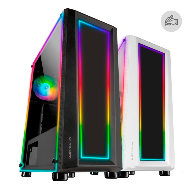CASE MARS Gaming MC-ART Mid-Tower ATX Micro ATX Mini-ITX Vetro temperato frontale e laterale in cui puoi creare i tuoi disegni