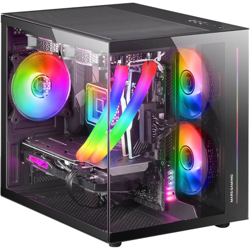 CASE MARS Gaming MC-VIEW Minitorre da gioco premium personalizzata Vetro temperato continuo Struttura modulare a doppia camera