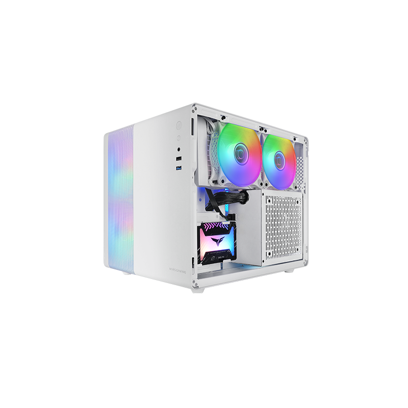 CASE MARS Gaming MC-400W Doppia fotocamera Raffreddamento triplo FRGB Finestra in vetro temperato