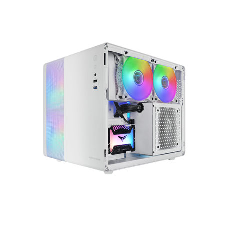 CASE MARS Gaming MC-400W Doppia fotocamera Raffreddamento triplo FRGB Finestra in vetro temperato