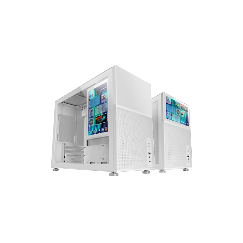 CASE MARS Gaming MCLCDW Design compatto Micro-ATX Schermo LCD IPS da 8" Connettività USB-C e USB 3.0