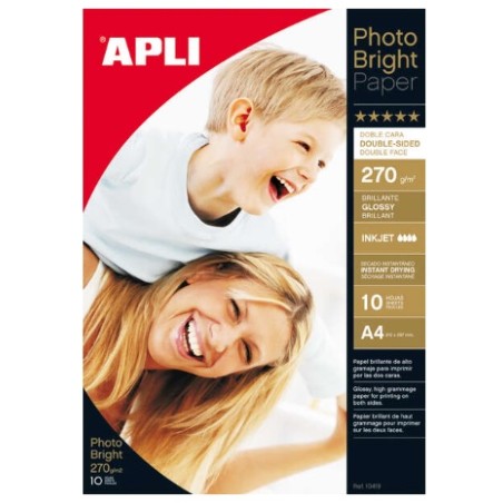 Carta fotografica Apli Photobright fronte/retro A4 270 g 10 fogli