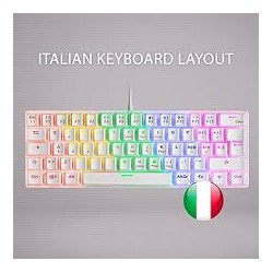 TASTIERA GAMING MECCANICA MARS MK60 MK60WBRIT Ultracompatta al 60% Illuminazione RGB Switch Antipolvere Tasti Undelete