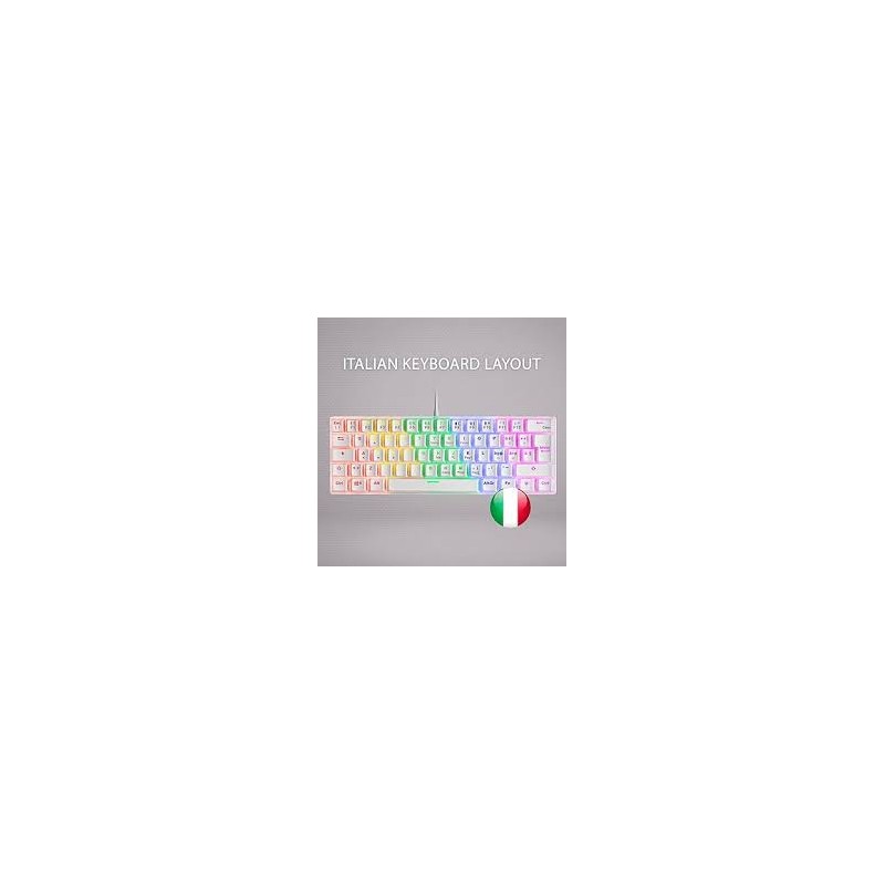 TASTIERA GAMING MECCANICA MARS MK60 MK60WBRIT Ultracompatta al 60% Illuminazione RGB Switch Antipolvere Tasti Undelete