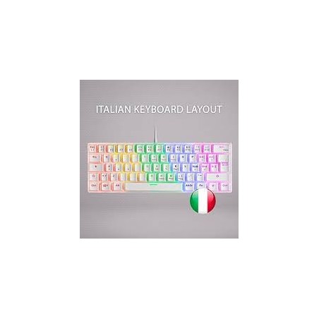 TASTIERA GAMING MECCANICA MARS MK60 MK60WBRIT Ultracompatta al 60% Illuminazione RGB Switch Antipolvere Tasti Undelete