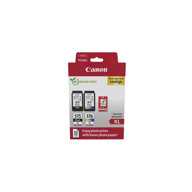 BIPACK CARTUCCE ORIGINALI CANON 5437C006 PIXMA TS3550i + 50 fogli di carta fotografica 5438C004