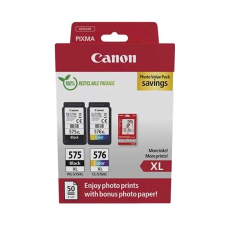 BIPACK CARTUCCE ORIGINALI CANON 5437C006 PIXMA TS3550i + 50 fogli di carta fotografica 5438C004