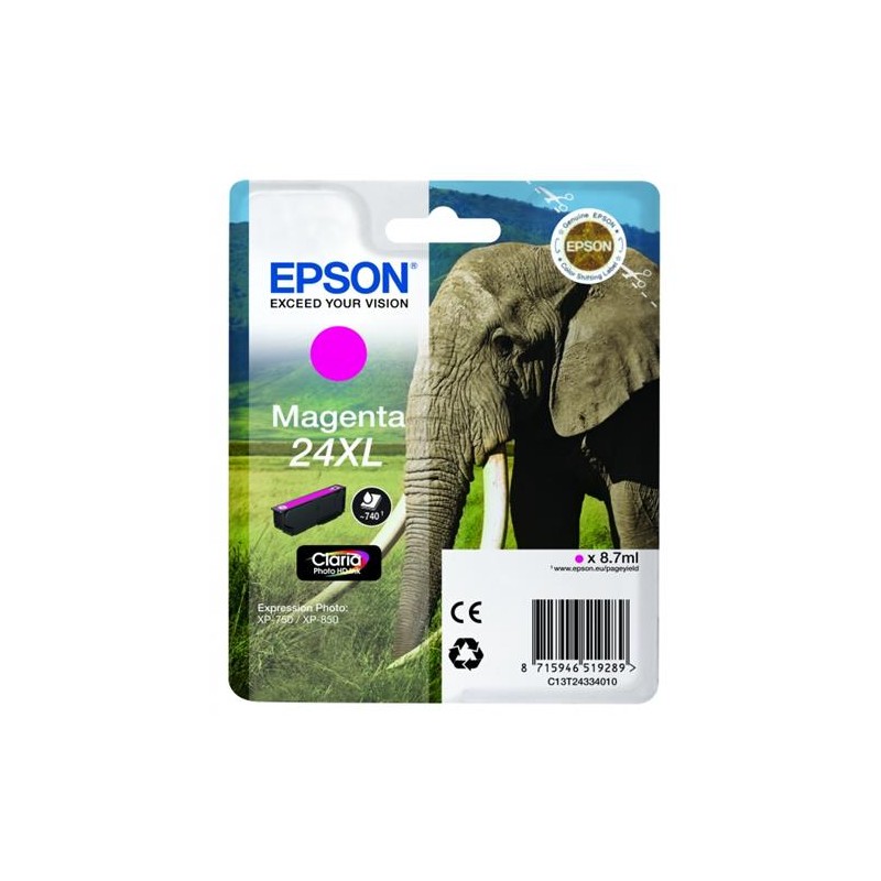 CARTUCCIA ORIGINALE EPSON Expression Photo XP 750 MAGENTA 24XL T2433 C13T24334012