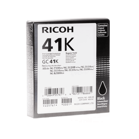 CARTUCCIA ORIGINALE INCHIOSTRO PIGMENTATO RICOH 405761 GC41K GC-41K Aficio SG2100 NERO