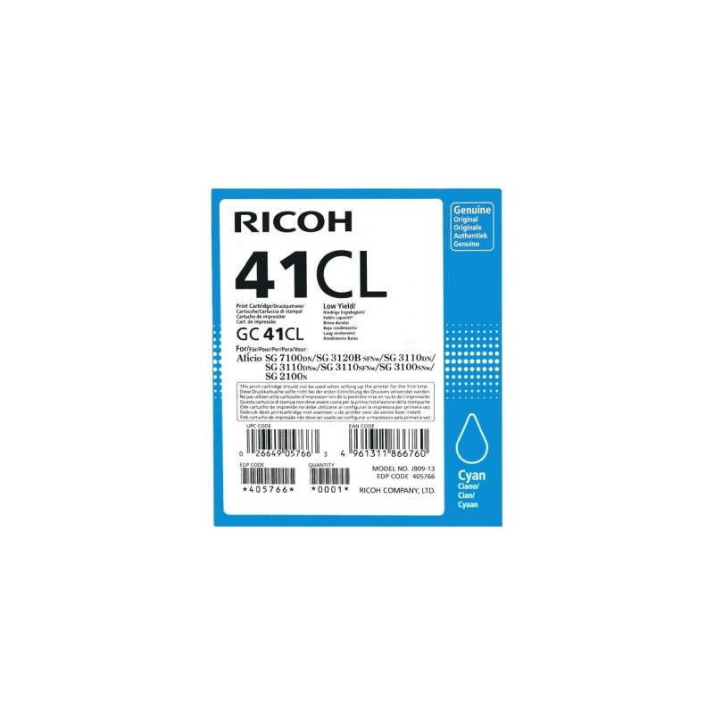 CARTUCCIA ORIGINALE SUBLIMAZIONE RICOH 405766 GC-41CL GC41CL Aficio SG2100 CIANO
