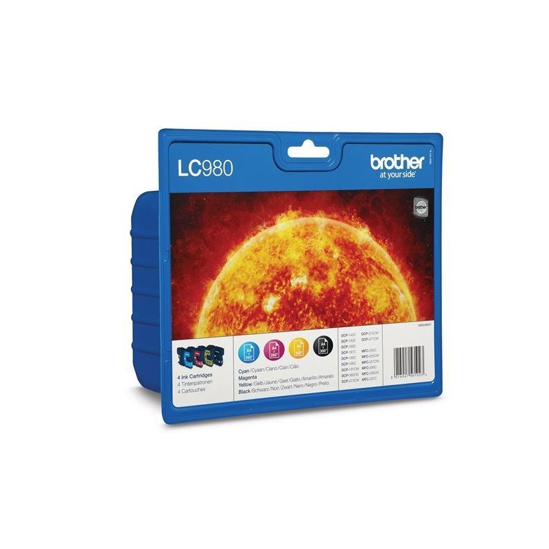 MULTIPACK 04 CARTUCCIA ORIGINALE BROTHER LC-980 BK C M Y MFC 290C Dcp585Cw