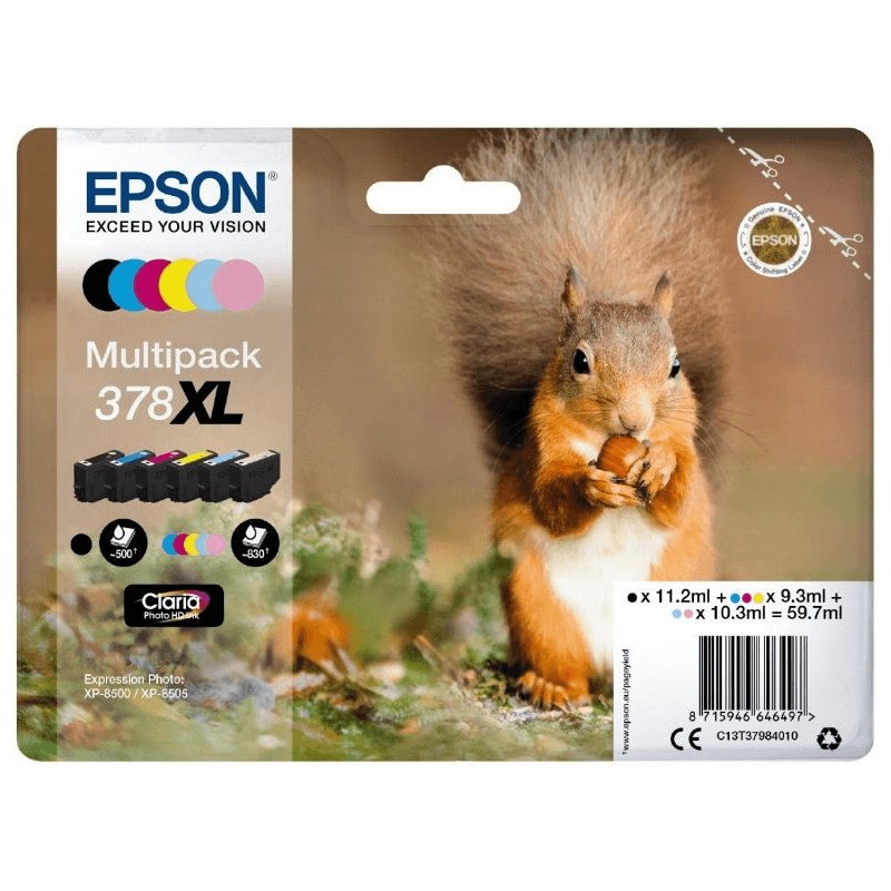 MULTIPACK 6 CARTUCCE ORIGINALI EPSON 378XL C13T37984010 Expression Photo HD XP-15000