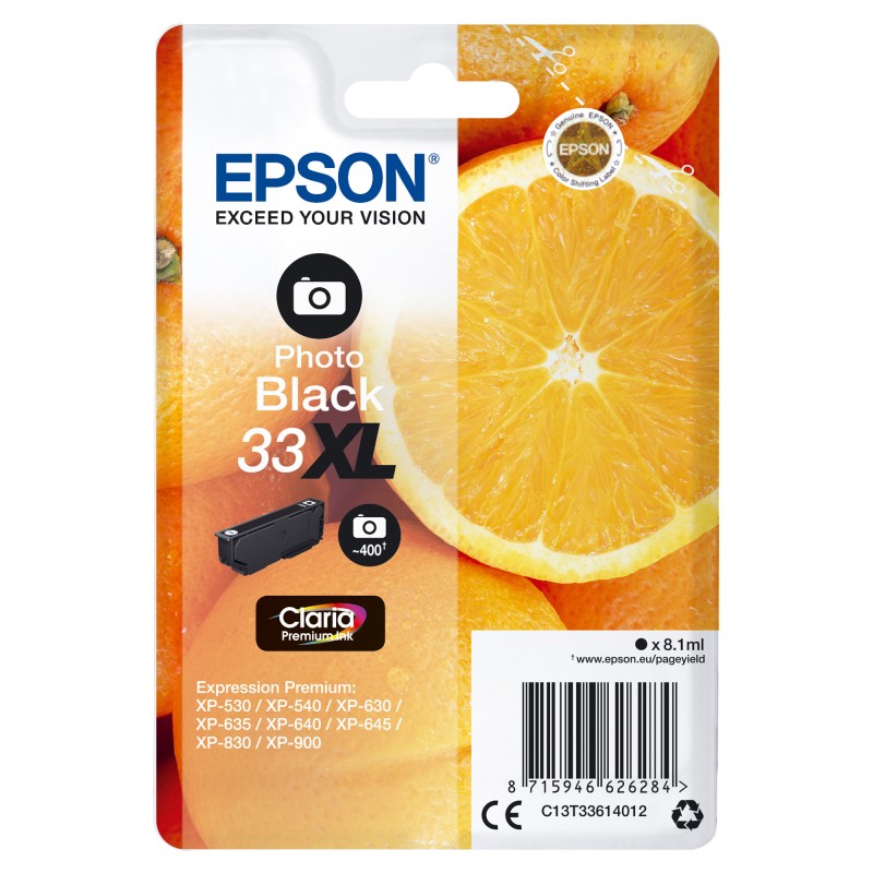 CARTUCCIA ORIGINALE EPSON T3361 C13T33614012 C13T33614010 33XL NERO FOTO ARANCIA