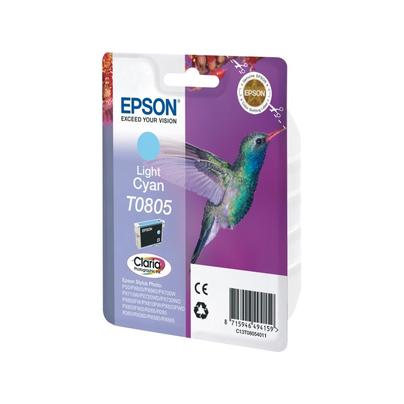 CARTUCCIA ORIGINALE EPSON STYLUS R265 R360 R560 Light Ciano T0805 C13T08054011