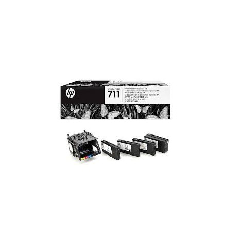 TESTINA ORIGINALE HP Designjet T120 T520 C1Q10A + confezione da 4 cartucce d'inchiostro HP 711