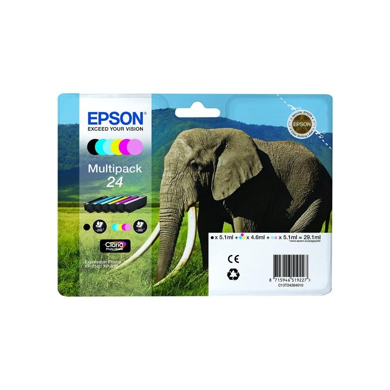 MULTIPACK ORIGINALE EPSON C13T24284011 Expression Photo XP-750 XP-960 ELEFANTE