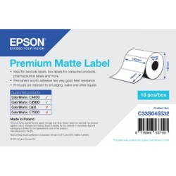 Rotolo Etichette Rettangolari Originali Epson Premium Matte Lab 102x76 mm 440 unità per rotolo C33S045532