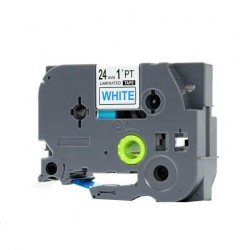 NASTRO COMPATIBILE BROTHER LAMINATO TZ-253 TZe-253 TESTO BLU SU BIANCO 24mmX8mt TZ253 LAMINATO ALTA QUALITA'