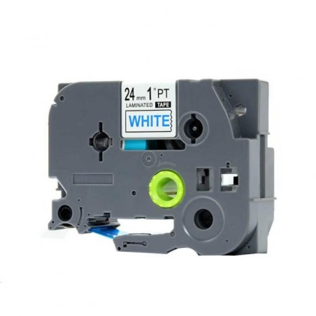 NASTRO COMPATIBILE BROTHER LAMINATO TZ-253 TZe-253 TESTO BLU SU BIANCO 24mmX8mt TZ253 LAMINATO ALTA QUALITA'