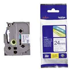 NASTRO ETICHETTE ORIGINALE BROTHER LAMINATO TZ-253 TZe-253 TESTO BLU SU BIANCO 24mmX8mt TZ253 LAMINATO ALTA QUALITA'