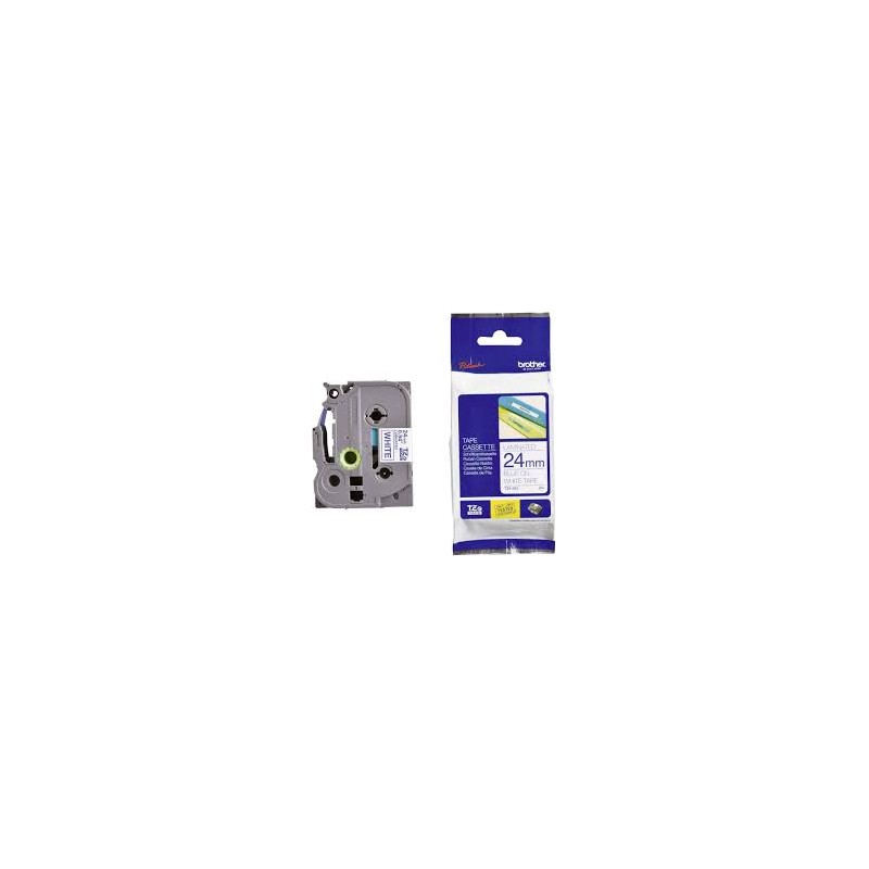 NASTRO ETICHETTE ORIGINALE BROTHER LAMINATO TZ-253 TZe-253 TESTO BLU SU BIANCO 24mmX8mt TZ253 LAMINATO ALTA QUALITA'