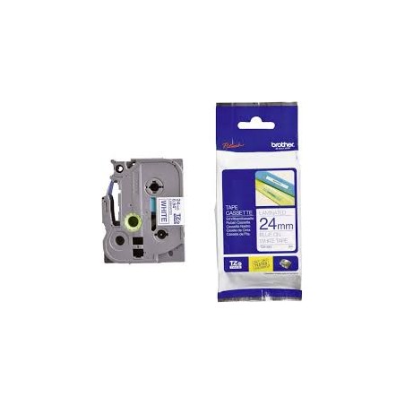 NASTRO ETICHETTE ORIGINALE BROTHER LAMINATO TZ-253 TZe-253 TESTO BLU SU BIANCO 24mmX8mt TZ253 LAMINATO ALTA QUALITA'