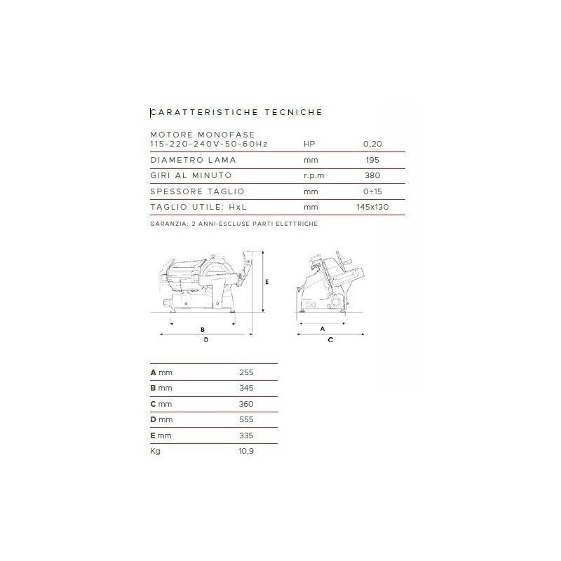 AFFETTATRICE A GRAVITÀ FAC F195 CE DOMESTICO (AFFILATOIO STACCATO) POMOLI METALIZZATI
