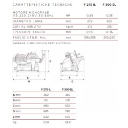 AFFETTATRICE A GRAVITÀ FAC F275IL CE DOMESTICO (AFFILATOIO FISSO) COLORATA