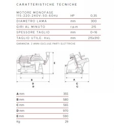 AFFETTATRICE A GRAVITÀ FAC F300CL CE PROFESSIONALE (AFFILATOIO FISSO) COLORATA + POMOLI METALLIZZATI