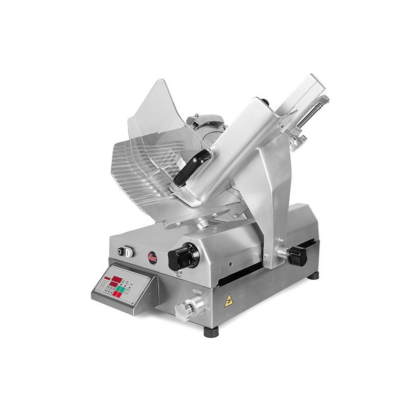 AFFETTATRICE A GRAVITÀ FAC F350I AUTOMATICA A INGRANAGGI CE PROFESSIONALE (AFFILATOIO FISSO) POMOLI METALLIZZATI