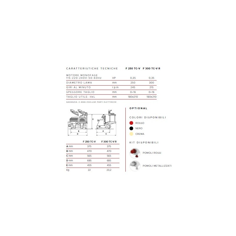 AFFETTATRICE VERTICALE FAC TAGLIA CARNE LINEA STANDARD F250 TC-V CE DOMESTICO (AFFILATOIO FISSO)