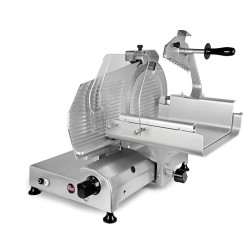 AFFETTATRICE VERTICALE FAC TAGLIA CARNE LINEA LUSSO F370 TC-V L CE PROFESSIONALE (AFFILATOIO FISSO) COLORATA POMOLI METALLIZZ