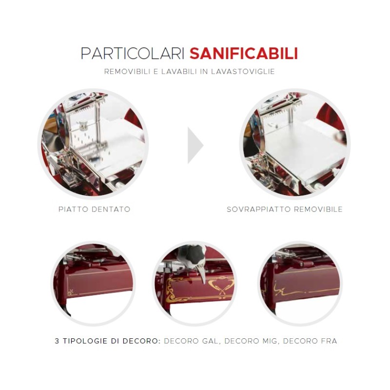 AFFETTATRICE FAC MANUALI A VOLANO MOD 300 VO LINEA STANDARD VOLANO FIORATO MARGHERITA ROSA COLORATA CE PROFESSIONALE