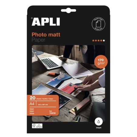CARTA FOTOGRAFICA OPACA APLI A4 170GR 20 FOGLI 10418