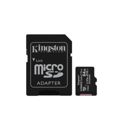 Scheda Memoria Kingston Micro SDXC da 64 GB Classe 10 100 MB/s Canvas Select Plus + adattatore SD SDCS3/64GB