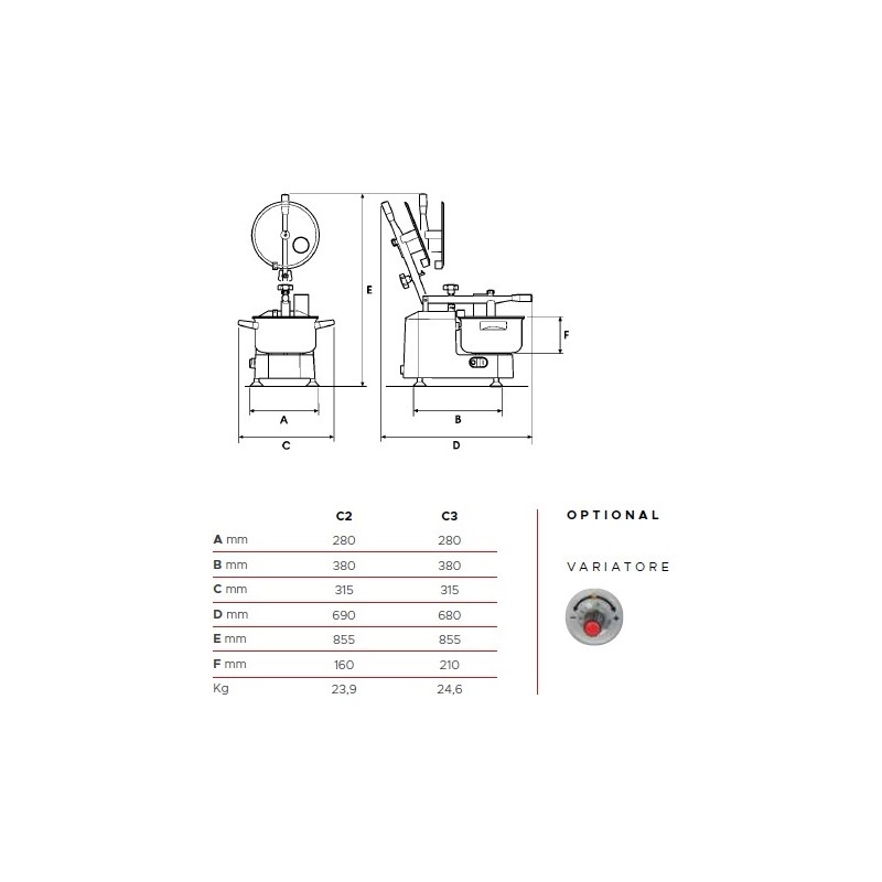 CUTTER FAC C2 CAPACITA' 5LT (TRITTA, SMINUZZA, IMPASTA)