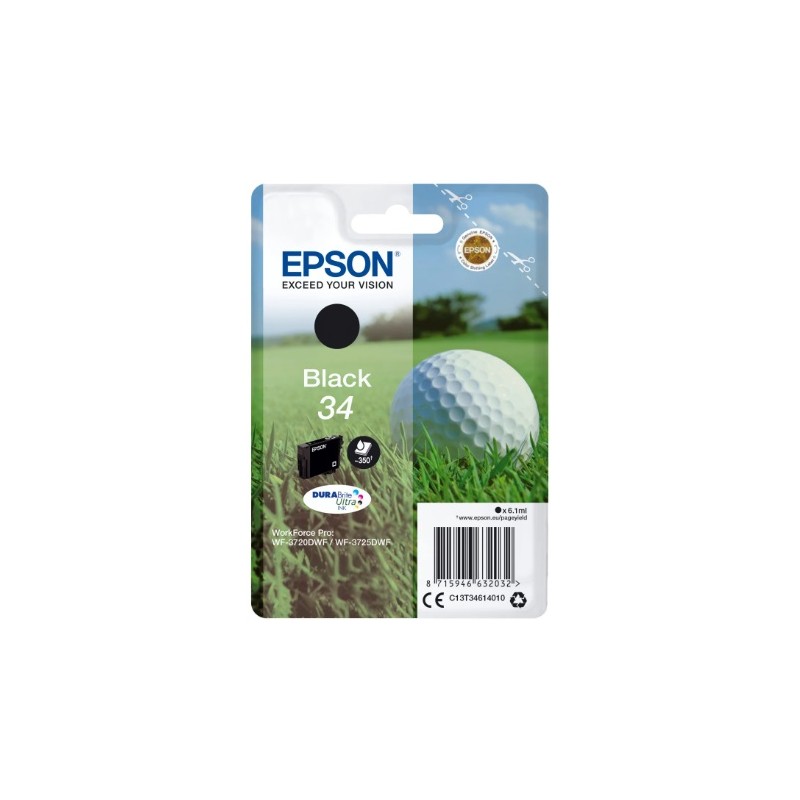 CARTUCCIA ORIGINALE EPSON C13T34614010 T3461 34 NERO Workforce Pro WF-3700