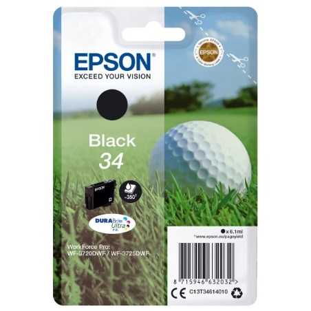 CARTUCCIA ORIGINALE EPSON C13T34614010 T3461 34 NERO Workforce Pro WF-3700
