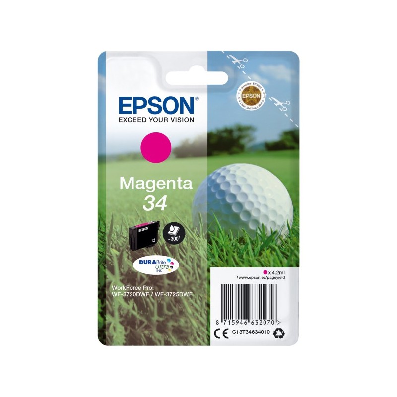 CARTUCCIA ORIGINALE EPSON C13T34634010 T3463 34 MAGENTA Workforce Pro WF-3700