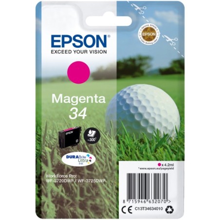 CARTUCCIA ORIGINALE EPSON C13T34634010 T3463 34 MAGENTA Workforce Pro WF-3700