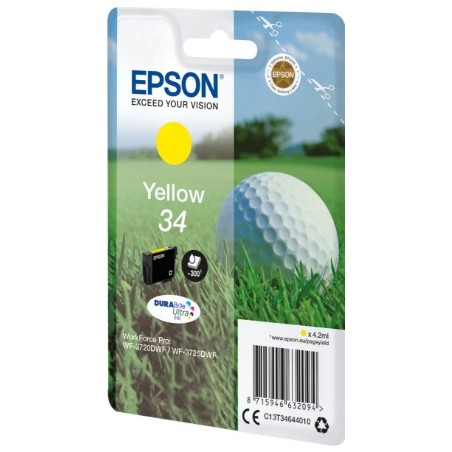 CARTUCCIA ORIGINALE EPSON C13T34644010 T3464 34 GIALLO Workforce Pro WF-3700