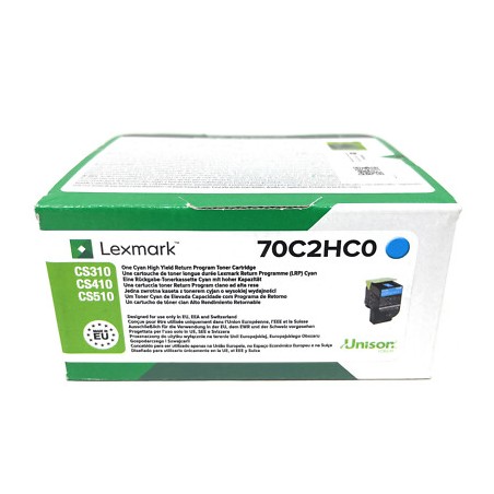 TONER ORIGINALE LEXMARK CS310 CS410 CS510 70C2HC0 CIANO 3K