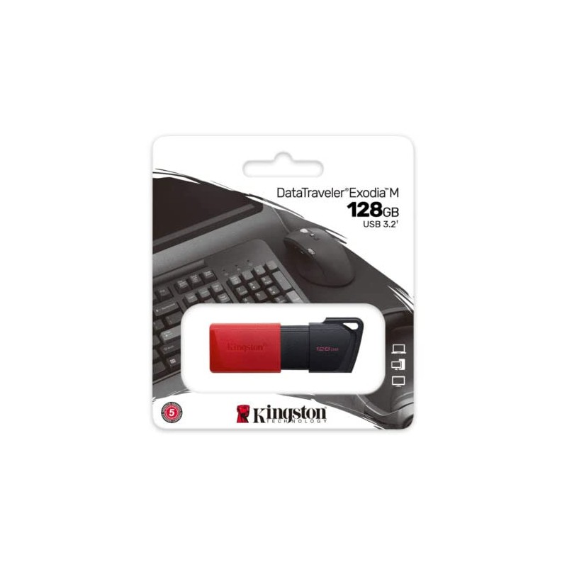 Pendrive Kingston DataTraveler Exodia M 128 GB Chiavetta USB 3.2 Gen 1 Tappo mobile DTXM/128GB