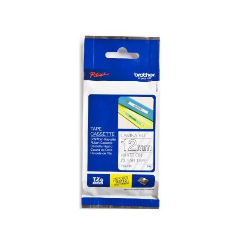 NASTRO ETICHETTE ORIGINALE LAMINATO BROTHER TZE135 Larghezza 12 mm x 8 metri