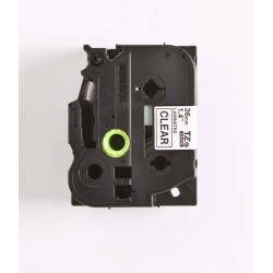NASTRO PER ETICHETTE LAMINATO COMPATIBILE BROTHER TZe161 Testo nero su sfondo trasparente